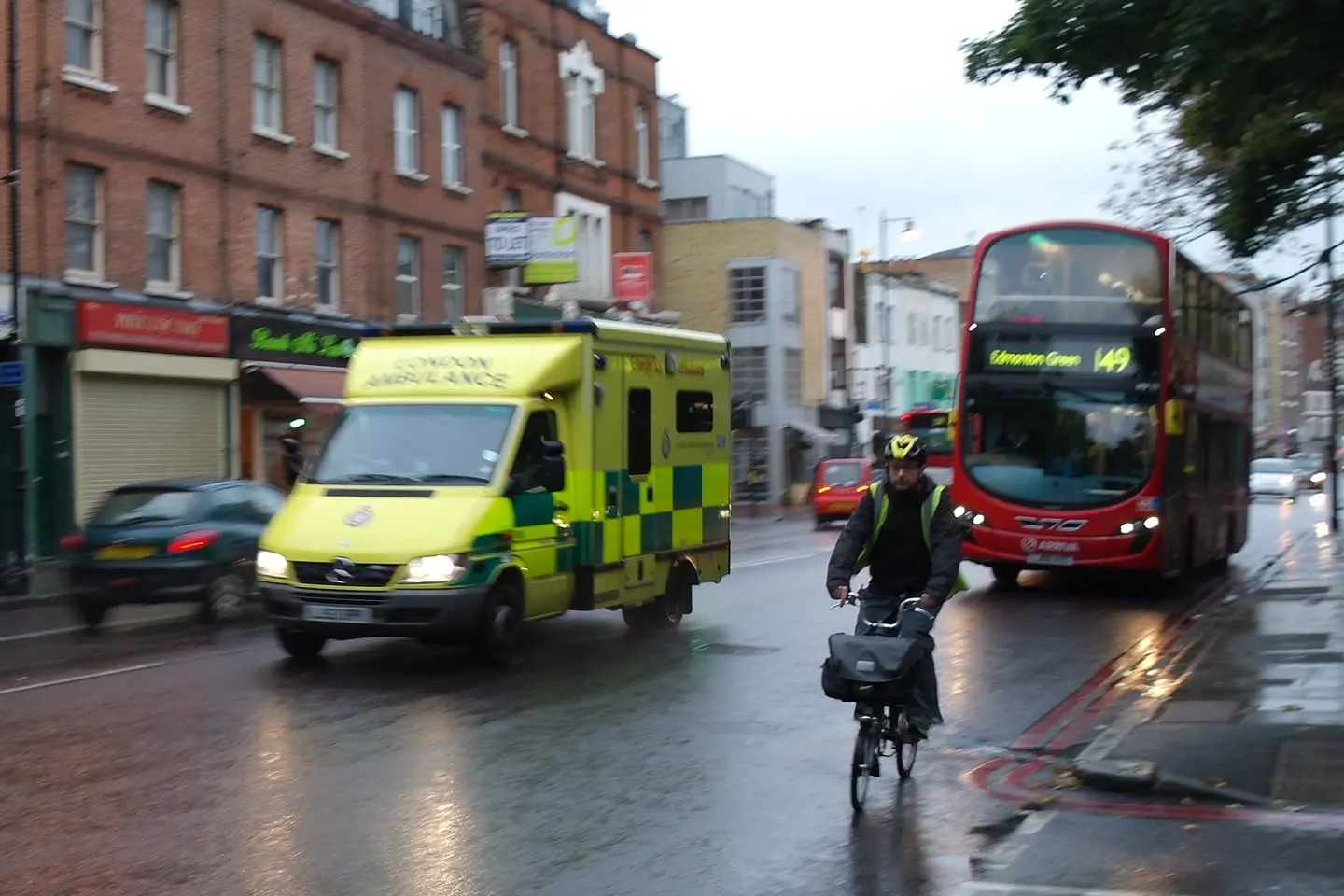 Bus and street in London.