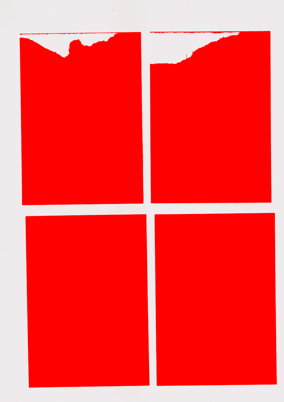 Red rectangles corresponding to the four images